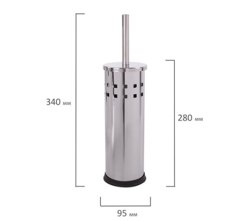 Ершик для унитаза с подставкой, нержавеющая сталь, зеркальный, LAIMA, 601616
