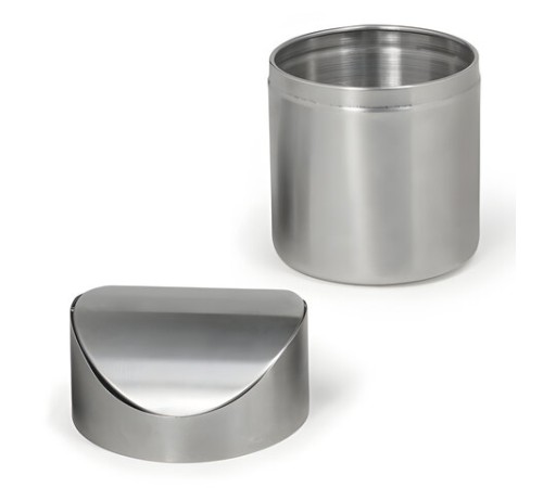 Урна настольная 1,2 литра для мусора с качающейся крышкой, d 12х16,5 см, нержавеющая сталь, LAIMA, 601618