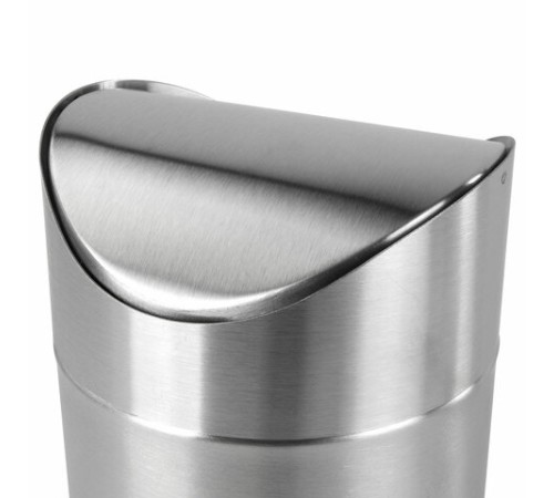 Урна настольная 1,2 литра для мусора с качающейся крышкой, d 12х16,5 см, нержавеющая сталь, LAIMA, 601618
