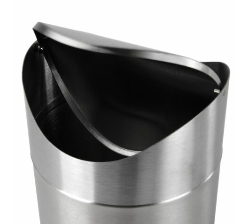 Урна настольная 1,2 литра для мусора с качающейся крышкой, d 12х16,5 см, нержавеющая сталь, LAIMA, 601618
