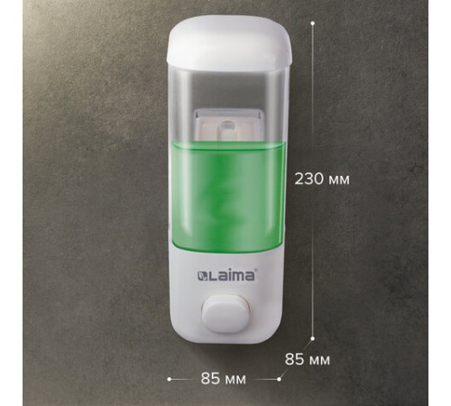 Дозатор для жидкого мыла LAIMA, НАЛИВНОЙ, 0,5 л, белый, ABS-пластик, 601792