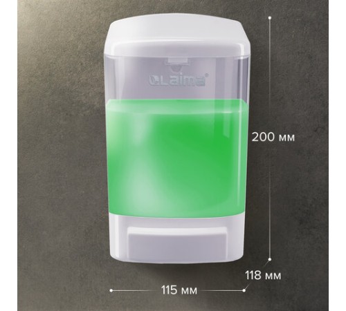 Дозатор для жидкого мыла LAIMA, НАЛИВНОЙ, 1 л, белый, ABS-пластик, 601794