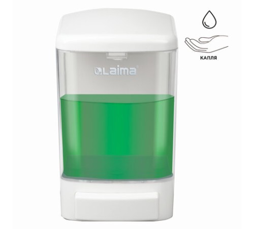 Дозатор для жидкого мыла LAIMA, НАЛИВНОЙ, 1 л, белый, ABS-пластик, 601794