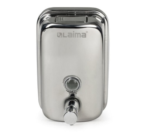 Дозатор для жидкого мыла LAIMA BASIC, 0,5 л., нержавеющая сталь, зеркальный, 601795