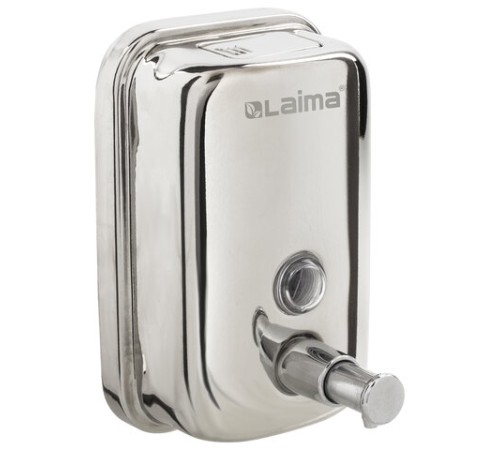 Дозатор для жидкого мыла LAIMA BASIC, 0,5 л., нержавеющая сталь, зеркальный, 601795