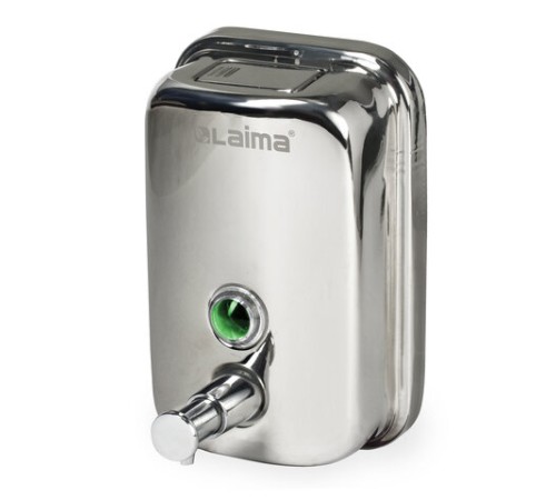 Дозатор для жидкого мыла LAIMA BASIC, 0,5 л., нержавеющая сталь, зеркальный, 601795