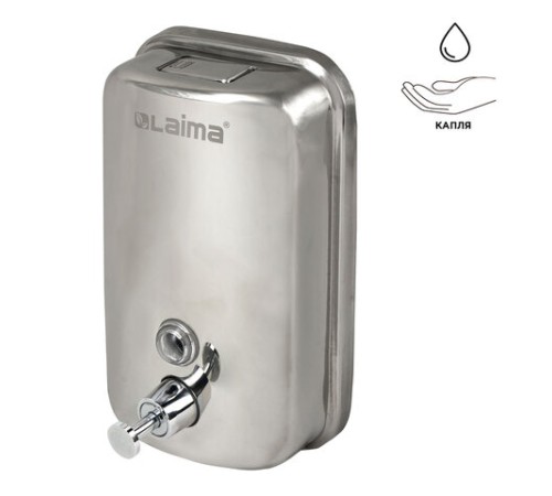 Дозатор для жидкого мыла LAIMA BASIC, 1 л, нержавеющая сталь, зеркальный, 601796