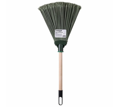 Веник синтетический веерный 29х26 см, деревянный черенок 40 см, еврорезьба, LAIMA EXPERT, 601830