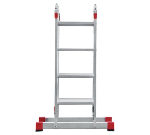 Лестница-трансформер алюминиевая 4х4 ступени, высота 4,5 м (4 секции по 1,2 м) до 150 кг, вес 16,5 кг, НОВАЯ ВЫСОТА, 3320404