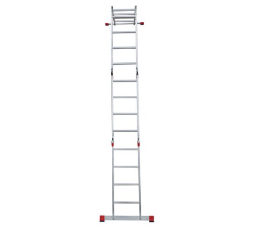 Лестница-трансформер алюминиевая 4х4 ступени, высота 4,5 м (4 секции по 1,2 м) до 150 кг, вес 16,5 кг, НОВАЯ ВЫСОТА, 3320404