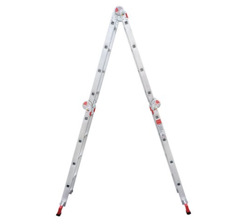 Лестница-трансформер алюминиевая 4х4 ступени, высота 4,5 м (4 секции по 1,2 м) до 150 кг, вес 16,5 кг, НОВАЯ ВЫСОТА, 3320404