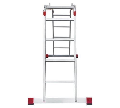 Лестница-трансформер алюминиевая 4х4 ступени, высота 4,5 м (4 секции по 1,2 м) до 150 кг, вес 16,5 кг, НОВАЯ ВЫСОТА, 3320404