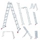 Лестница-трансформер алюминиевая 4х4 ступени, высота 4,5 м (4 секции по 1,2 м) до 150 кг, вес 16,5 кг, НОВАЯ ВЫСОТА, 3320404