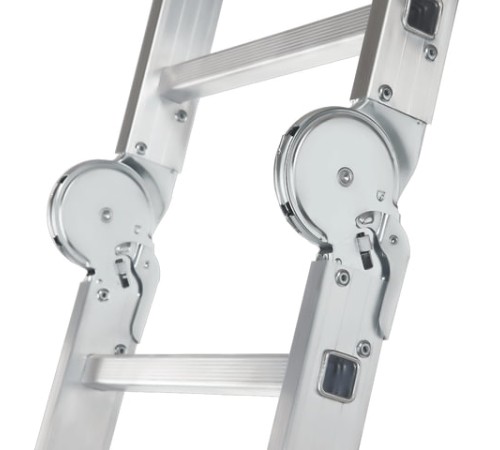 Лестница-трансформер алюминиевая 4х4 ступени, высота 4,5 м (4 секции по 1,2 м) до 150 кг, вес 16,5 кг, НОВАЯ ВЫСОТА, 3320404