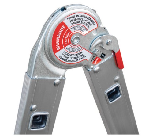 Лестница-трансформер алюминиевая 4х4 ступени, высота 4,5 м (4 секции по 1,2 м) до 150 кг, вес 16,5 кг, НОВАЯ ВЫСОТА, 3320404