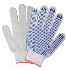 Перчатки хлопчатобумажные, КОМПЛЕКТ 200 пар, 10 класс, 32-34 г, 83 текс, ПВХ точка, LAIMA БЮДЖЕТ, БЕЛЫЕ, 601912