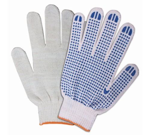 Перчатки хлопчатобумажные, КОМПЛЕКТ 200 пар, 10 класс, 32-34 г, 83 текс, ПВХ точка, LAIMA БЮДЖЕТ, БЕЛЫЕ, 601912