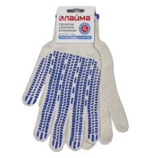 Перчатки хлопчатобумажные, 1 ПАРА, 7 класс, 70 г, 233 текс, ПВХ протектор, LAIMA ПРЕМИУМ, европодвес, БЕЛЫЕ, 601913