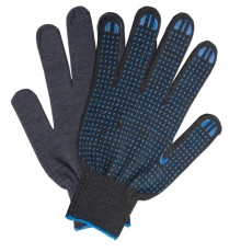 Перчатки хлопчатобумажные, КОМПЛЕКТ 5 ПАР, 10 класс, 40-42 г, 116 текс, ПВХ точка, LAIMA ЛЮКС, ЧЕРНЫЕ, 601914