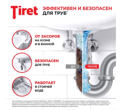 Средство для прочистки канализационных труб 1 л, TIRET (Тирет) 