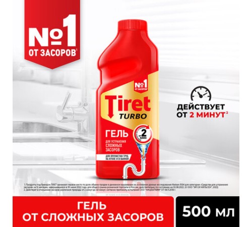 Средство для прочистки канализационных труб 500 мл, TIRET (Тирет) 