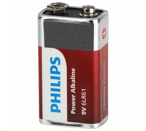 Батарейка алкалиновая 1 шт. PHILIPS Power Alkaline, Крона 9V (6LR61, 6LF22, 1604A), блистер, Б0062717 Батарейка алкалиновая 1 шт. PHILIPS Power Alkaline, Крона 9V (6LR61, 6LF22, 1604A), блистер, Б0062717