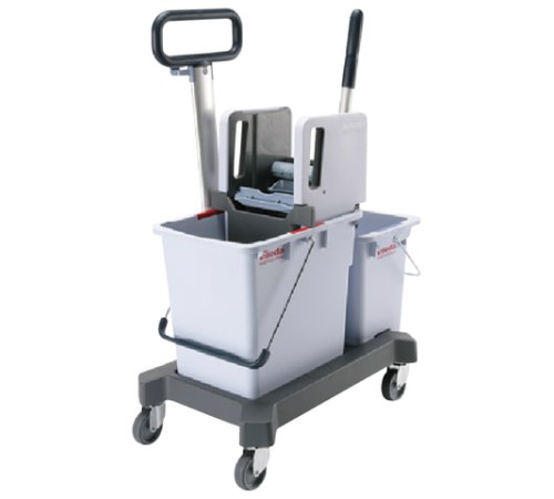 Тележка уборочная VILEDA, 2 съемных ведра 25 л+10 л, платформа, с транспортной ручкой, вертикальный отжим, 149099