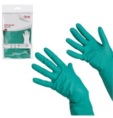 Перчатки МНОГОРАЗОВЫЕ нитриловые VILEDA универсальные, антиаллергенные, размер 7,5-8, M (средний), зеленые, вес 64 г, 174381