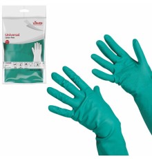Перчатки МНОГОРАЗОВЫЕ нитриловые VILEDA универсальные, антиаллергенные, размер 8,5-9, L (большой), зеленые, вес 66 г, 174383