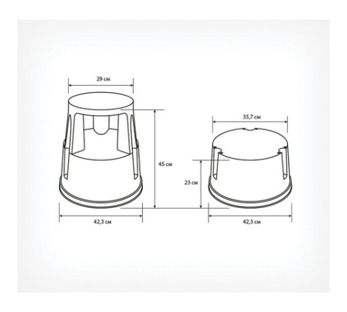 Стремянка-табурет передвижная, 2 ступени, на колесах (под нагрузкой статична), 43 см, пластик, до 150 кг, 640104