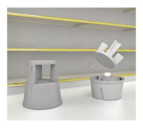 Стремянка-табурет передвижная, 2 ступени, на колесах (под нагрузкой статична), 43 см, пластик, до 150 кг, 640104