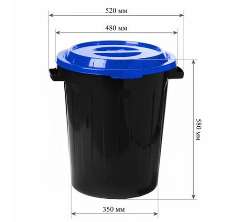 Контейнер 60 литров для мусора, БАК+КРЫШКА (высота 58 см), М2393/АССОРТИ, IDEA, М 2393