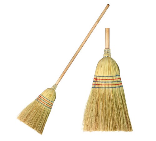 Веник-метла сорго LAIMA 2, натуральный, прошивной, с деревянным черенком 95 см, большой, 450х330 мм, 602463