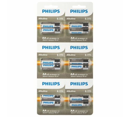 Батарейки алкалиновые КОМПЛЕКТ 2 шт. (отрывной блок) PHILIPS Entry, АА (LR6, 24А), блистер, Б0064636 Батарейки алкалиновые КОМПЛЕКТ 2 шт. (отрывной блок) PHILIPS Entry, АА (LR6, 24А), блистер, Б0064636