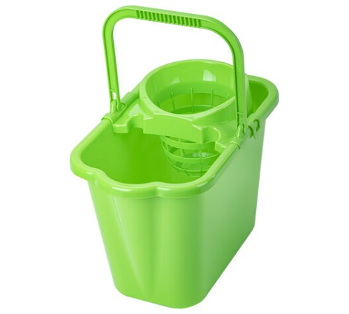 Ведро 9,5 л для уборки КОМПЛЕКТ с ОТЖИМОМ (сетчатый) пластик, для веревочных и ленточных МОПов, IDEA, М 2421