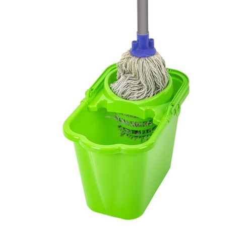 Ведро 9,5 л для уборки КОМПЛЕКТ с ОТЖИМОМ (сетчатый) пластик, для веревочных и ленточных МОПов, IDEA, М 2421