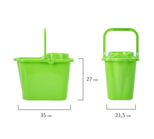 Ведро 9,5 л для уборки КОМПЛЕКТ с ОТЖИМОМ (сетчатый) пластик, для веревочных и ленточных МОПов, IDEA, М 2421