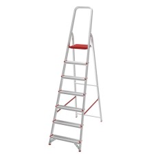 Стремянка алюминиевая 7 стандартных ступеней 9 см, площадка 1,5 м, нагрузка 225 кг, вес 7 кг, НОВАЯ ВЫСОТА, 3110107