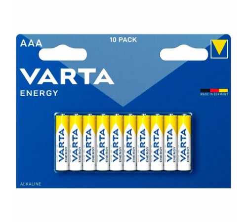 Батарейки алкалиновые "мизинчиковые" КОМПЛЕКТ 10 шт., VARTA ENERGY, ААА (LR03,15А), блистер, 4103229491 Батарейки алкалиновые "мизинчиковые" КОМПЛЕКТ 10 шт., VARTA ENERGY, ААА (LR03,15А), блистер, 4103229491