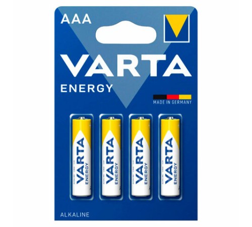 Батарейки алкалиновые "мизинчиковые" КОМПЛЕКТ 4 шт., VARTA ENERGY, ААА (LR03,15А), блистер, 4103229414 Батарейки алкалиновые "мизинчиковые" КОМПЛЕКТ 4 шт., VARTA ENERGY, ААА (LR03,15А), блистер, 4103229414