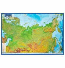 Карта России физическая 157х107 см, 1:5,5М, с ламинацией, интерактивная, в тубусе, BRAUBERG, 112399