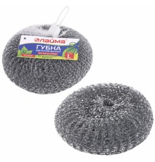 Губка (мочалка) металлическая, сетчатая, 60 г, БОЛЬШАЯ, для посуды, гриля, плиты, LAIMA, 603105