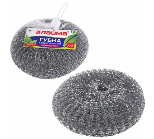 Губка (мочалка) металлическая, сетчатая, 100 г, БОЛЬШАЯ (XXL), для посуды, гриля, плиты, LAIMA, 603106