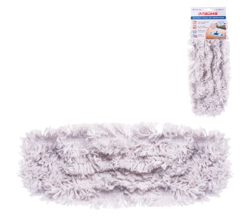 Насадка МОП плоская для швабры/держателя 40 см, карманы (ТИП К), хлопок (ворс 4,5 см), LAIMA, 603115