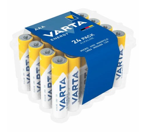Батарейки алкалиновые "мизинчиковые" КОМПЛЕКТ 24 шт., VARTA ENERGY, ААА (LR03,15А), пластиковый бокс, 4103229224 Батарейки алкалиновые "мизинчиковые" КОМПЛЕКТ 24 шт., VARTA ENERGY, ААА (LR03,15А), пластиковый бокс, 4103229224