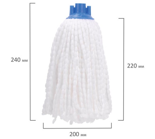 Насадка МОП веревочная для швабры, крепление еврорезьба, микрофибра, длина 24 см, 115 г, LAIMA, 603123