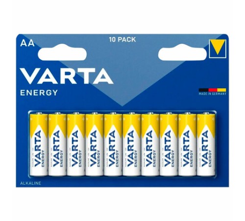 Батарейки алкалиновые "пальчиковые" КОМПЛЕКТ 10 шт., VARTA ENERGY, АА (LR6, 24А), блистер, 4106229491 Батарейки алкалиновые "пальчиковые" КОМПЛЕКТ 10 шт., VARTA ENERGY, АА (LR6, 24А), блистер, 4106229491