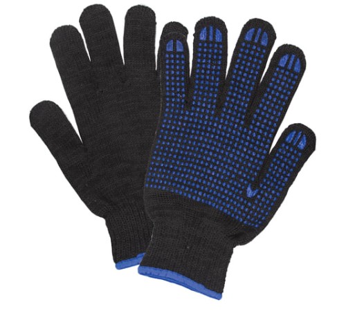 Перчатки хлопчатобумажные, 1 ПАРА, 7 класс, 70 г, 233 текс, ПВХ точка, LAIMA ПРЕМИУМ, европодвес, ЧЕРНЫЕ, 603581