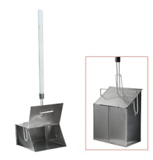 Совок для мусора, 24х29 см, закрывающаяся крышка, деревянная рукоятка 75 см, 