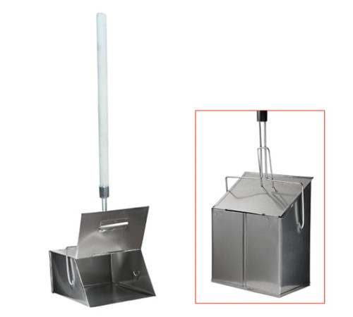 Совок для мусора, 24х29 см, закрывающаяся крышка, деревянная рукоятка 75 см, 